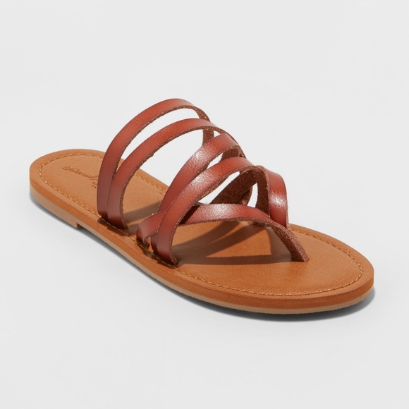 Universal Thread Shoes - NWT Maritza Multi Strap Toe Slide Sandal- Cognac